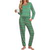 Ekouaer Womens Pajamas Set Long Sleeve Christmas PJ Sets Soft Lounge Set for Women Sleepwear Joggers with Pockets(Green Christmas)