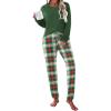 Ekouaer Womens Pajamas Set Long Sleeve Christmas PJ Sets Soft Lounge Set for Women Sleepwear Joggers with Pockets(Green Plaid)