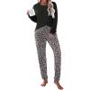 Ekouaer Womens Pajamas Set Long Sleeve Christmas PJ Sets Soft Lounge Set for Women Sleepwear Joggers with Pockets(Leopard)