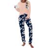 Ekouaer Womens Pajamas Set Long Sleeve Christmas PJ Sets Soft Lounge Set for Women Sleepwear Joggers with Pockets(Pink Flowers)