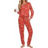 Ekouaer Womens Pajamas Set Long Sleeve Christmas PJ Sets Soft Lounge Set for Women Sleepwear Joggers with Pockets(Red Christmas)