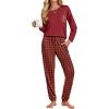 Ekouaer Womens Pajamas Set Long Sleeve Christmas PJ Sets Soft Lounge Set for Women Sleepwear Joggers with Pockets(Red Plaid 2)