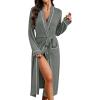 Ekouaer Womens Robe Long Bathrobe Lightweight Soft Knit Kimono Robes Ladies Casual Sleepwear S-3XL(Army Green)