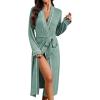 Ekouaer Womens Robe Long Bathrobe Lightweight Soft Knit Kimono Robes Ladies Casual Sleepwear S-3XL(Bright Green)