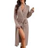 Ekouaer Womens Robe Long Bathrobe Lightweight Soft Knit Kimono Robes Ladies Casual Sleepwear S-3XL(Brown)