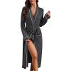 Ekouaer Womens Robe Long Bathrobe Lightweight Soft Knit Kimono Robes Ladies Casual Sleepwear S-3XL(Gray)