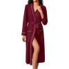 Ekouaer Womens Robe Long Bathrobe Lightweight Soft Knit Kimono Robes Ladies Casual Sleepwear S-3XL(Wine Red)