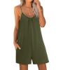 Ekouaer Womens Summer Casual Sleeveless Romper Adjustable Spaghetti Strap Shorts Jumpsuits with Pockets 2025 Clothes(Army Green)
