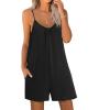 Ekouaer Womens Summer Casual Sleeveless Romper Adjustable Spaghetti Strap Shorts Jumpsuits with Pockets 2025 Clothes(Black)