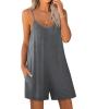 Ekouaer Womens Summer Casual Sleeveless Romper Adjustable Spaghetti Strap Shorts Jumpsuits with Pockets 2025 Clothes(Grey)