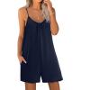 Ekouaer Womens Summer Casual Sleeveless Romper Adjustable Spaghetti Strap Shorts Jumpsuits with Pockets 2025 Clothes(Navy Blue)