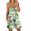 Ekouaer Womens Summer Casual Sleeveless Romper Adjustable Spaghetti Strap Shorts Jumpsuits with Pockets 2025 Clothes(Plant)