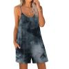 Ekouaer Womens Summer Casual Sleeveless Romper Adjustable Spaghetti Strap Shorts Jumpsuits with Pockets 2025 Clothes(Tie Dye Grey)