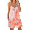 Ekouaer Womens Summer Casual Sleeveless Romper Adjustable Spaghetti Strap Shorts Jumpsuits with Pockets 2025 Clothes(Tie Dye Orange)