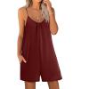Ekouaer Womens Summer Casual Sleeveless Romper Adjustable Spaghetti Strap Shorts Jumpsuits with Pockets 2025 Clothes(Wine Red)