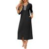 Ekouaer Women’s Zipper Robe 3/4 Sleeves Housecoat Full Length Nightgown Soft Loungewear Robe with Pockets(Black, 3X-Large)