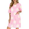 Ekouaer Zip Up Robes for Women Short Waffle Bathrobe Lightweight house coat 3/4 Sleeve Soft Nightgown with Pockets S-3XL(Floral Pink)
