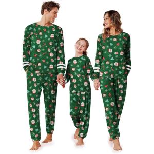 Ekouaer Family Christmas Pajamas Matching Sets Long Sleeve Couple Pjs Holiday Sleepwear Soft Loungewear with Pockets(Green-christmas)