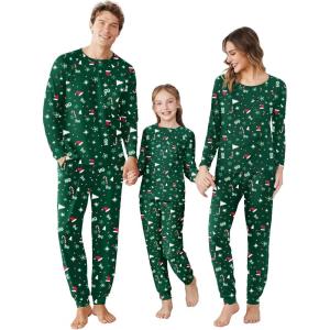 Ekouaer Family Matching Pajamas Christmas Sleepwear Long Sleeve Sleep Shirt with Plaid Pants Soft Loungewear Pjs Set S-XXL(Christmas Cane Candy)