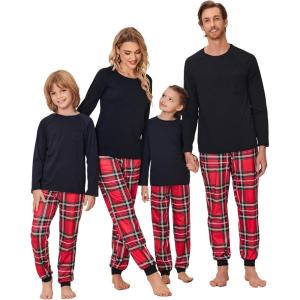 Ekouaer Family Matching Pajamas Christmas Sleepwear Long Sleeve Sleep Shirt with Plaid Pants Soft Loungewear Pjs Set S-XXL(Christmas Plaid)
