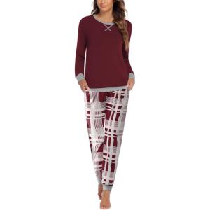 Ekouaer Pajamas For Women Comfy Long Sleeve Jogger Set Lounge Pjs Set With Pockets(Classic Wind Plaid)