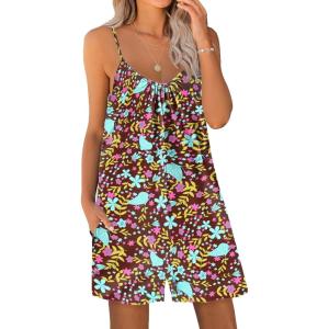 Ekouaer Womens Summer Casual Sleeveless Romper Adjustable Spaghetti Strap Shorts Jumpsuits with Pockets 2025 Clothes(Floral)