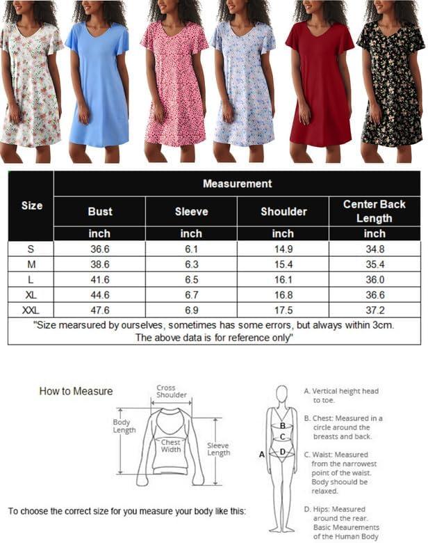 imageEkouaer 2 Pack Womens Nightgown Short Sleeve Nightshirts Comfy Soft Pajama Sleep DressStarbutterfly Print