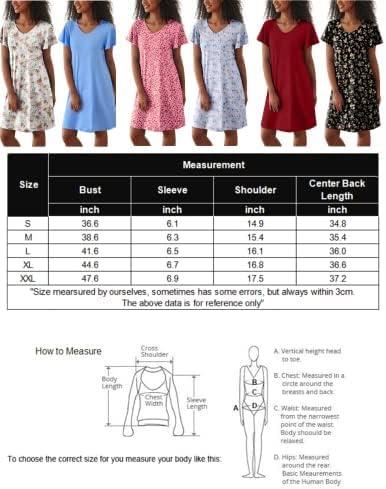 imageEkouaer 2 Pack Womens Nightgown Short Sleeve Nightshirts Comfy Soft Pajama Sleep DressWine Red Floral