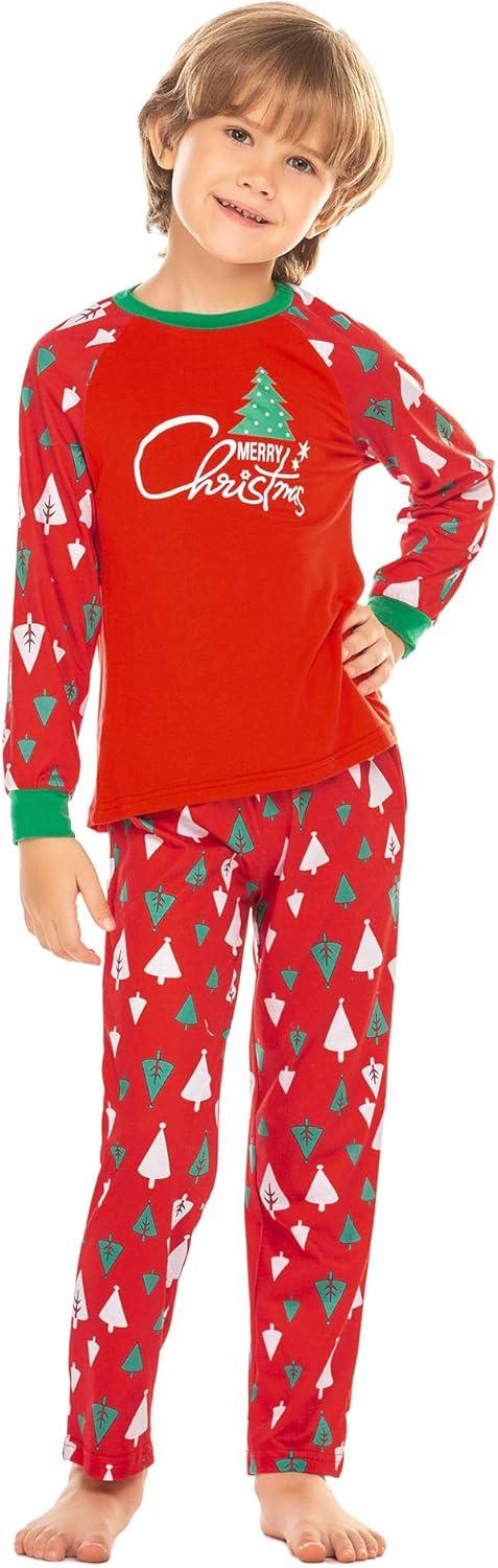 imageEkouaer Christmas Pajamas for Family Matching Sets Long Sleeve Xmas Pj Set Soft Holiday Sleepwear SXXLPat2red