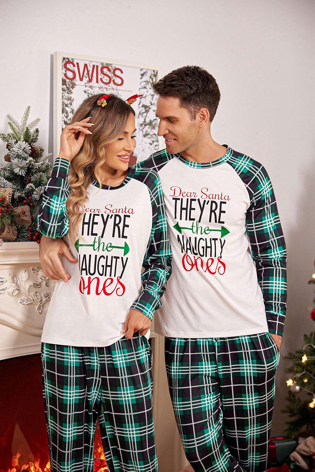 imageEkouaer Christmas Pajamas for Family Matching Sets Long Sleeve Xmas Pj Set Soft Holiday Sleepwear SXXLPat7plaid