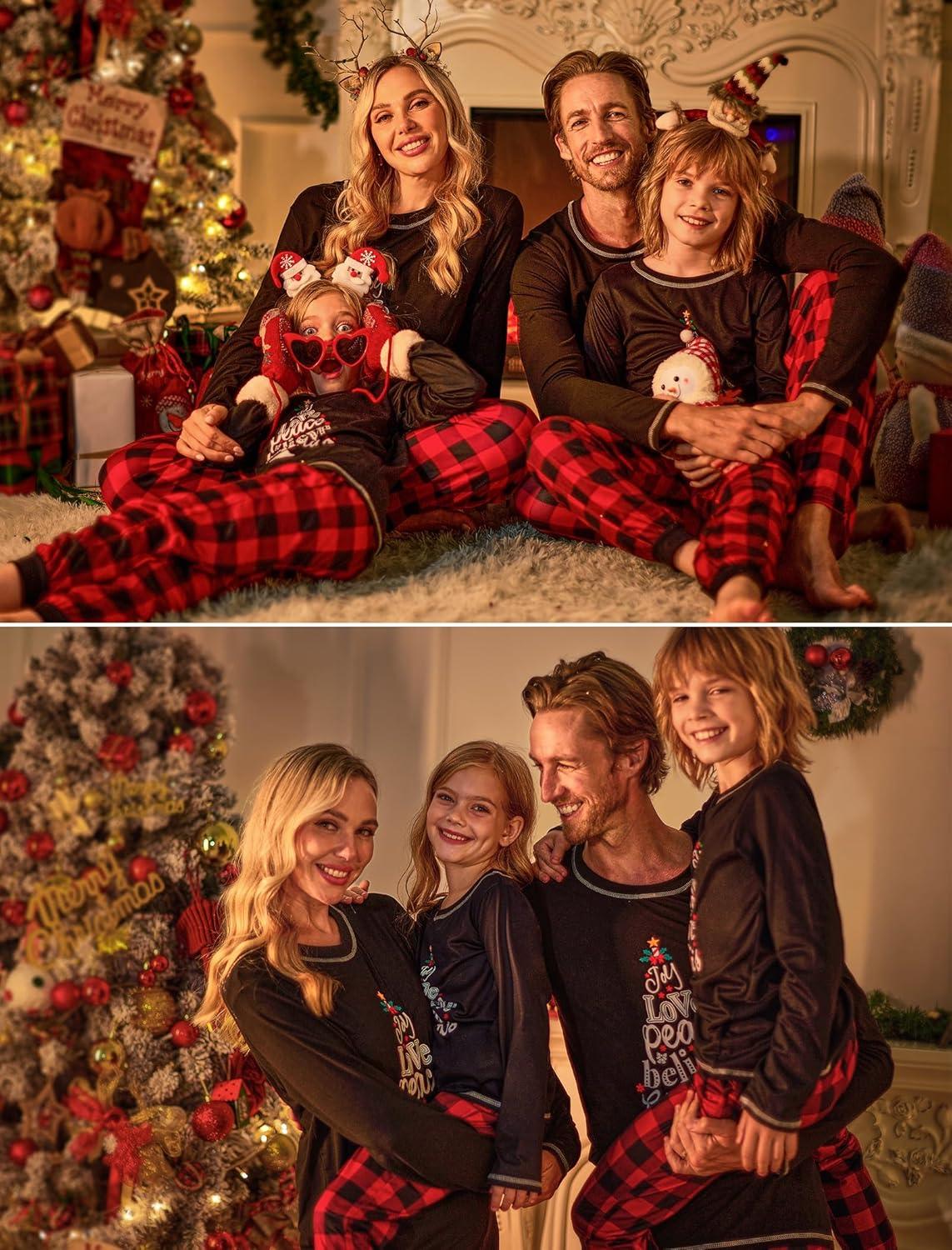 imageEkouaer Matching Family Sets Christmas Pajamas Set Xmas PJS Sleepwear Soft Christmas Matching JammiesChristmas Tree Plaid