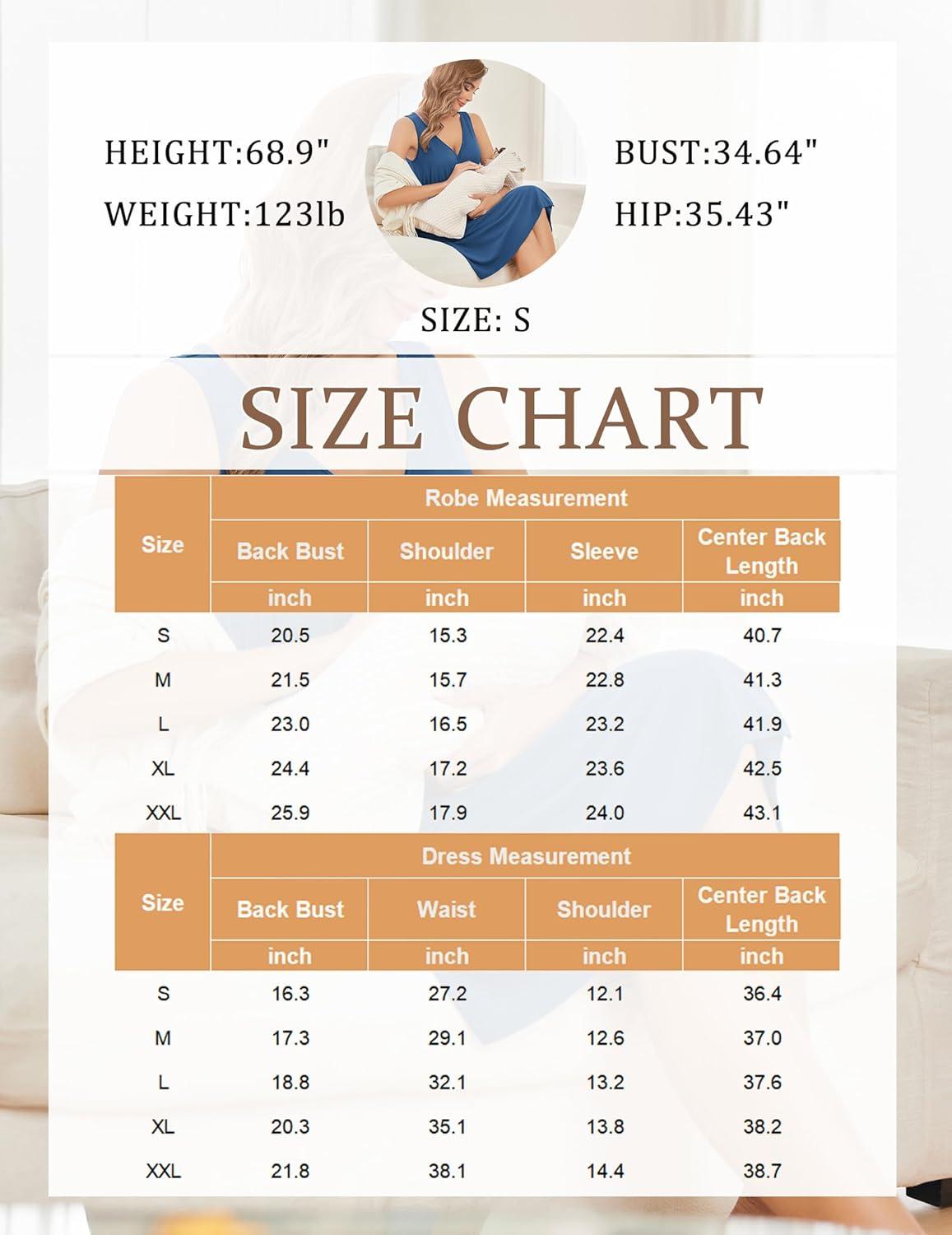 imageEkouaer Maternity Nursing Gown and Robe Set Labor Delivery Nursing Nightgowns for Breastfeeding Pregnancy ClothesDarkgrey