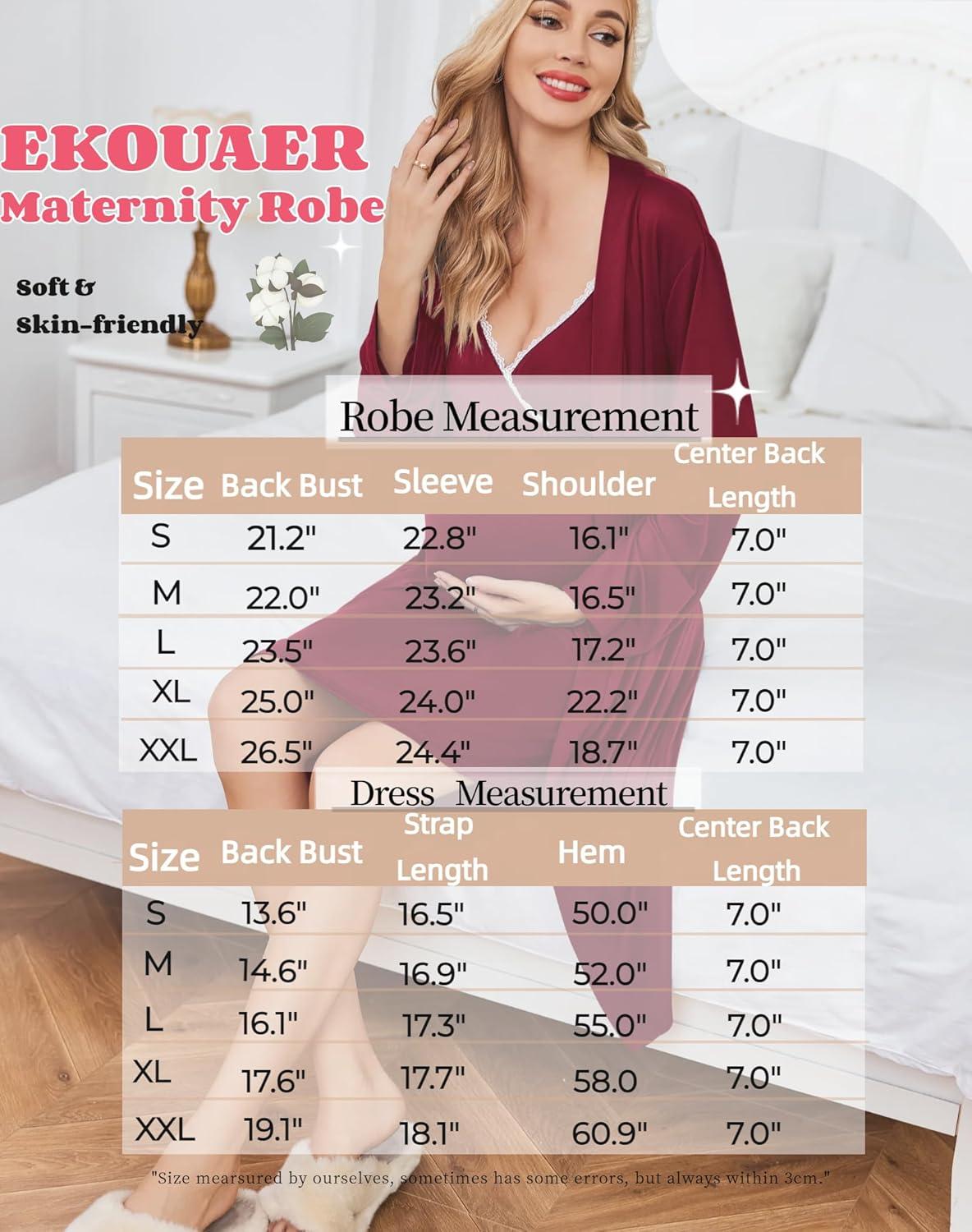 imageEkouaer Maternity Nursing Gown and Robe Set Lace Nursing Nightgown for Breastfeeding Labor Delivery gowns for HospitalBlack Flower