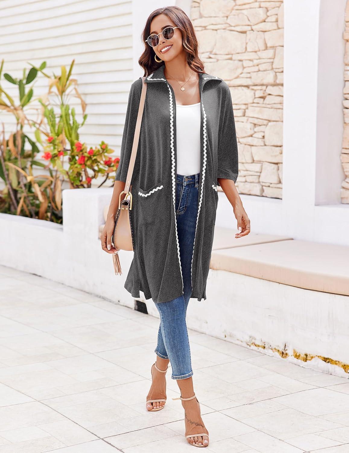 imageEkouaer Women Zipper Robe Lightweight House Coat Zipper Front Short Bathrobes Soft Nightgown with Pockets S3XLDark Grey