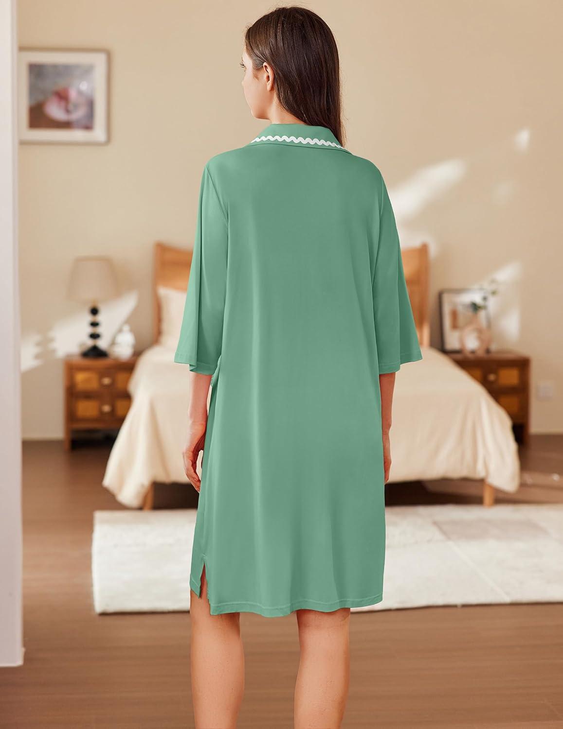 imageEkouaer Women Zipper Robe Lightweight House Coat Zipper Front Short Bathrobes Soft Nightgown with Pockets S3XLMint Green