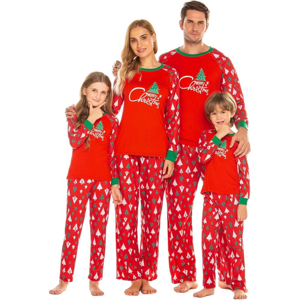 imageEkouaer Christmas Pajamas for Family Matching Sets Long Sleeve Xmas Pj Set Soft Holiday Sleepwear SXXLPat2red