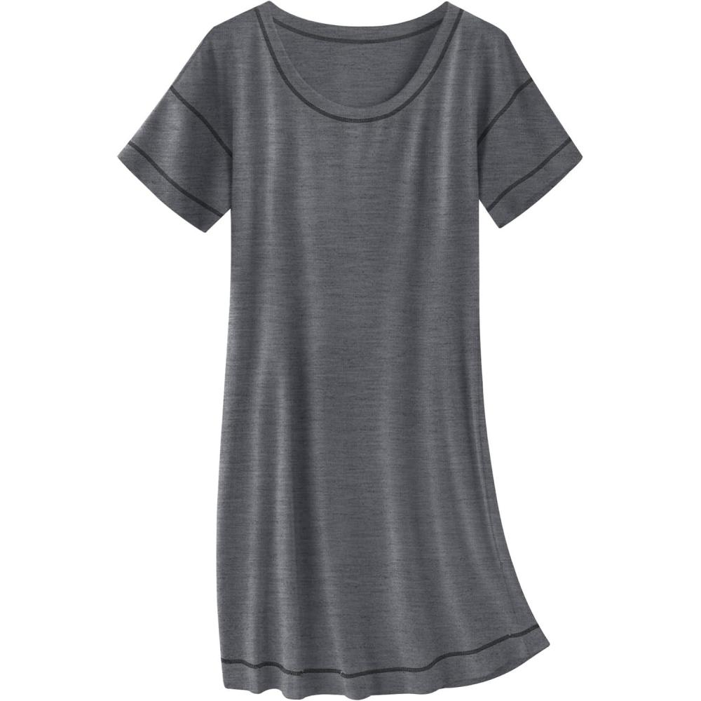 imageEkouaer Cotton Nightgowns for Women Oversized Sleepshirt Tshirt Night Gown Short Sleeve Night Shirt Casual Soft SleepwearGrey