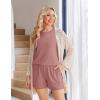 Ekoauer Women 2 Piece Maternity Pajamas Set Lightweight Pregnancy Outfit Ribbed Knit Postpartum Loungewear Set with Pocket(Dirty Pink)