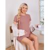 Ekoauer Women 2 Piece Maternity Pajamas Set Lightweight Pregnancy Outfit Ribbed Knit Postpartum Loungewear Set with Pocket(Dirty Pink)