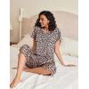 Ekouaer 2 Pack: Women’s Pajamas Set Short Sleeve Sleepwear Capri Pants Pjs Soft Loungewear with Pockets(Black / Leopard)