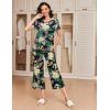 Ekouaer 2 Pack: Women’s Pajamas Set Short Sleeve Sleepwear Capri Pants Pjs Soft Loungewear with Pockets(Black Flower / Green Leaf)