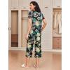Ekouaer 2 Pack: Women’s Pajamas Set Short Sleeve Sleepwear Capri Pants Pjs Soft Loungewear with Pockets(Black Flower / Green Leaf)