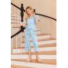Ekouaer 2 Pack: Women’s Pajamas Set Short Sleeve Sleepwear Capri Pants Pjs Soft Loungewear with Pockets(Blue Green/Moon)
