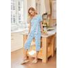 Ekouaer 2 Pack: Women’s Pajamas Set Short Sleeve Sleepwear Capri Pants Pjs Soft Loungewear with Pockets(Blue Green/Moon)