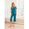 Ekouaer 2 Pack: Women’s Pajamas Set Short Sleeve Sleepwear Capri Pants Pjs Soft Loungewear with Pockets(Blue Green/Moon)