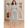 Ekouaer 2 Pack: Women’s Pajamas Set Short Sleeve Sleepwear Capri Pants Pjs Soft Loungewear with Pockets(Butterfly / Gray Stripe)