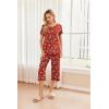 Ekouaer 2 Pack: Women’s Pajamas Set Short Sleeve Sleepwear Capri Pants Pjs Soft Loungewear with Pockets(Christmas Red Snowman/Green Santa Claus)