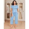 Ekouaer 2 Pack: Women’s Pajamas Set Short Sleeve Sleepwear Capri Pants Pjs Soft Loungewear with Pockets(Floral Print / Blue)