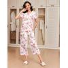 Ekouaer 2 Pack: Women’s Pajamas Set Short Sleeve Sleepwear Capri Pants Pjs Soft Loungewear with Pockets(Floral Print / Blue)
