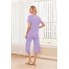Ekouaer 2 Pack: Women’s Pajamas Set Short Sleeve Sleepwear Capri Pants Pjs Soft Loungewear with Pockets(Lilac Dots/Navy Star)